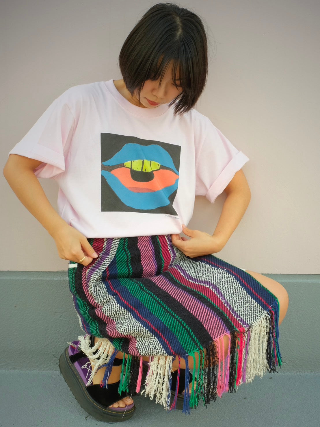 Meena Hirama T-shirt (Pink) – Bombori Studio - Koji Nakamura